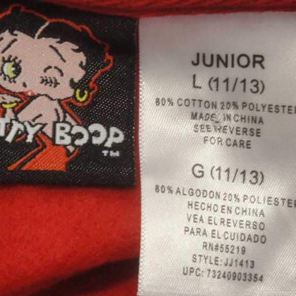 Betty Boop Full Zip Jacket with 2 front pockets thermal sleeves Junior S… - Picture 10 of 14